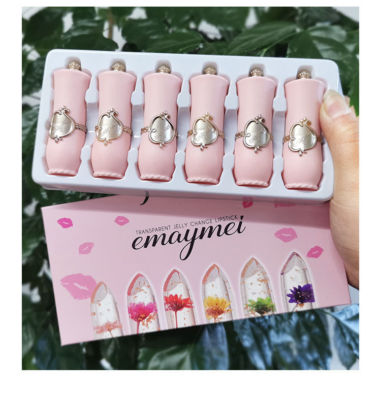 6 Pcs/Set Flower Jelly Temperature Color Change Women Lipstick