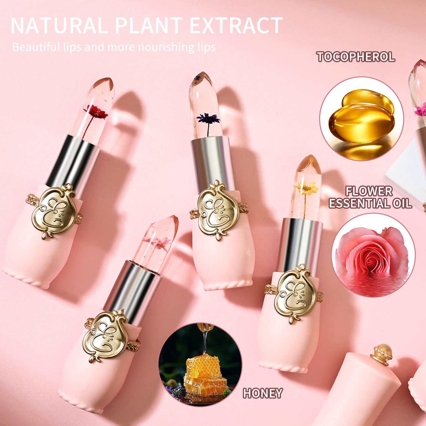 6 Pcs/Set Flower Jelly Temperature Color Change Women Lipstick