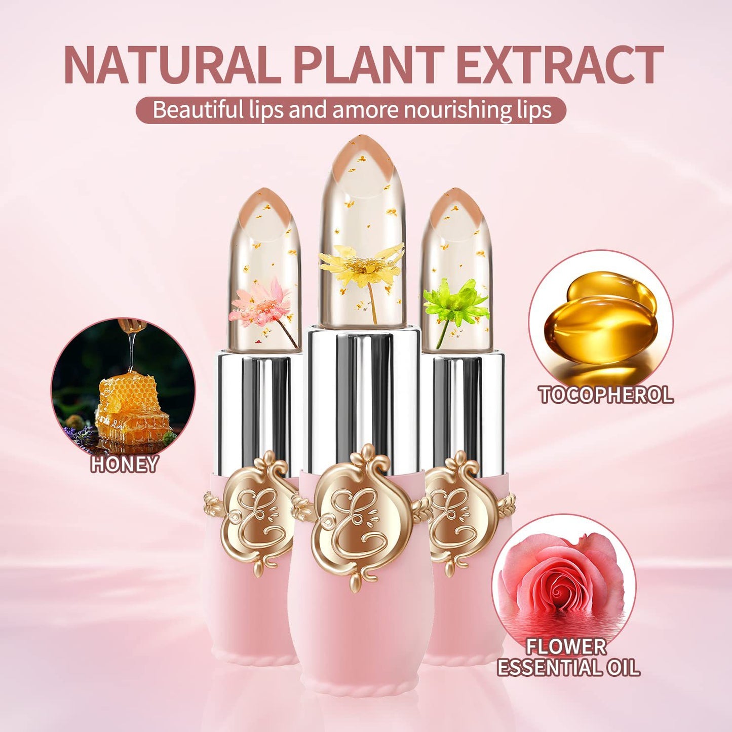 6 Pcs/Set Flower Jelly Temperature Color Change Women Lipstick